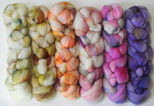 Sugar & Spice and Everything Nice-( 8.5 oz)  Gradient Braid Set - Organic Polwarth/ Mulberry silk (80/20)