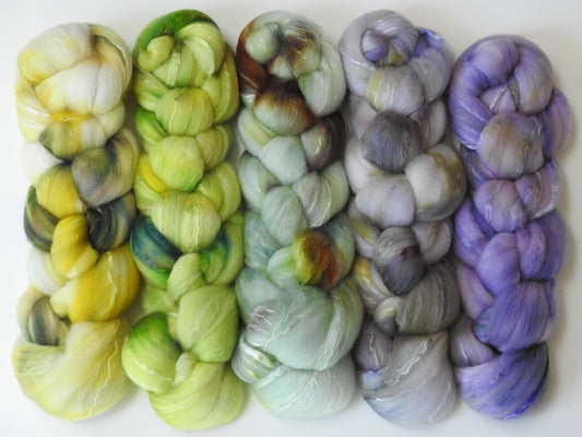 Spring in your Step -( 7 oz)  Gradient Braid Set - Organic Polwarth/ Mulberry silk