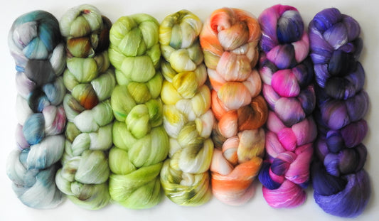 Pinwheel-(9.7 oz)  Gradient Braid Set - Organic Polwarth/ Mulberry silk