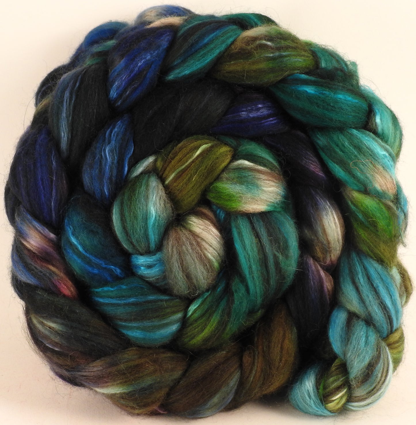 Hand dyed top for spinning - Aruba (5.1 oz) - 18.5 mic merino/ camel/ brown alpaca/ mulberry silk/ (40/20/20/20) - Inglenook Fibers