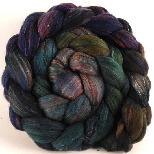 Batt in a Braid #39 - Aruba (5.2 oz) - Falkland Merino/ Mulberry Silk / Sari Silk (50/25/25) - Inglenook Fibers
