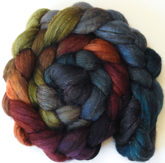 Midst of Fall - Batt in a Braid #53- YAK/ Tussah silk/ Superfine Merino/Gold Stellina(30/30/30/10)
