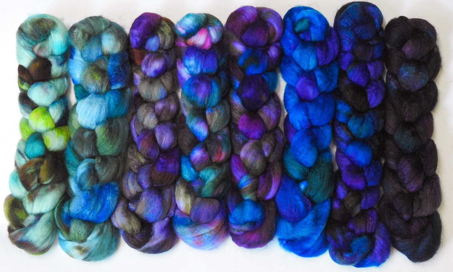 Ode to Hydrangeas -Gradient Braid Set-Fusion Series (12 oz) - Blue-faced Leicester/ Tussah Silk (75/25)
