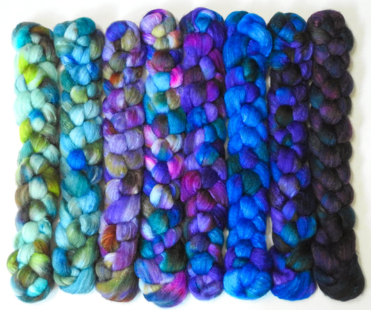Ode to Hydrangeas - Gradient Braid Set-Fusion Series- ( 11.7 oz.) British Southdown/ tussah top (65/ 35)