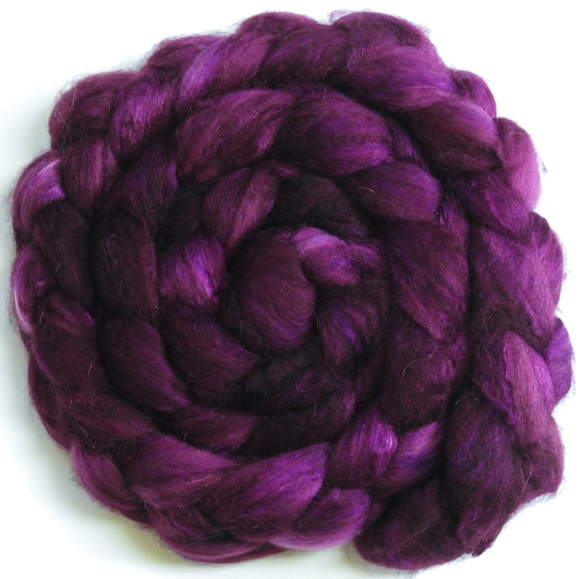 Aubergine (5.6 oz) - Batt in a Braid #5 - Merino/ Camel/ silk/ faux cashmere/ firestar (25/25/25/12/12)