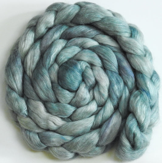 Silver Sage (5.8 oz) - Batt in a Braid #52- Wensleydale/ Mulberry silk/ Polwarth (60/25/15)