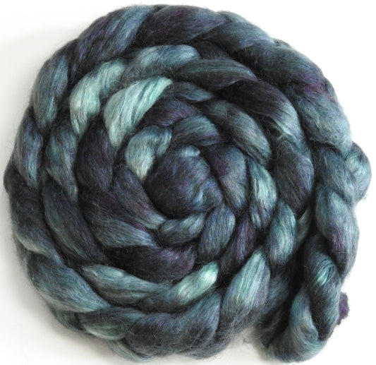 Asphalt (5.6 oz) - Batt in a Braid #52- Wensleydale/ Mulberry silk/ Polwarth (60/25/15)