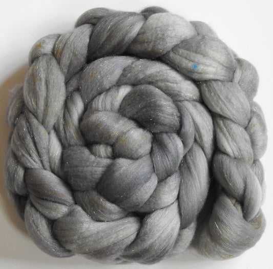 Silver Spoon (5.6 oz)  Batt in a Braid #58-Superfine Merino/ Tussah silk/ Gold Stellina(65/25/10)