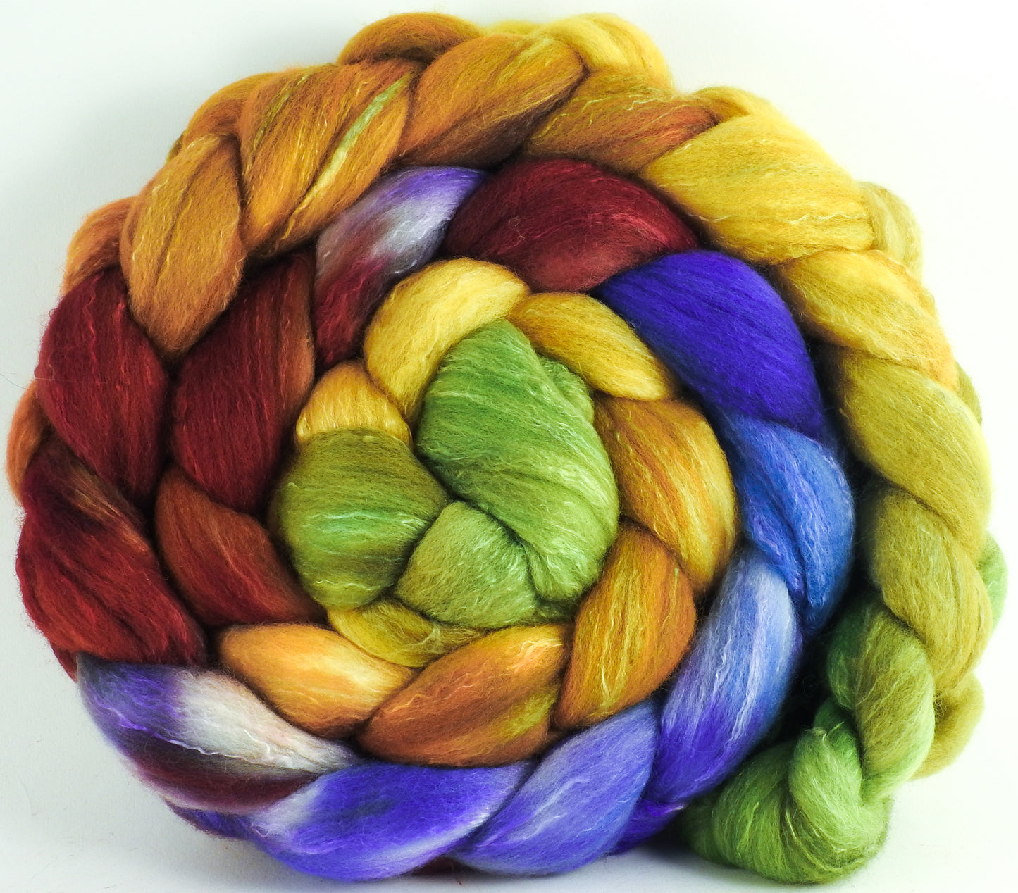 Hand dyed top for spinning - Toulouse - Organic Polwarth / Tussah silk (80/20) - Inglenook Fibers
