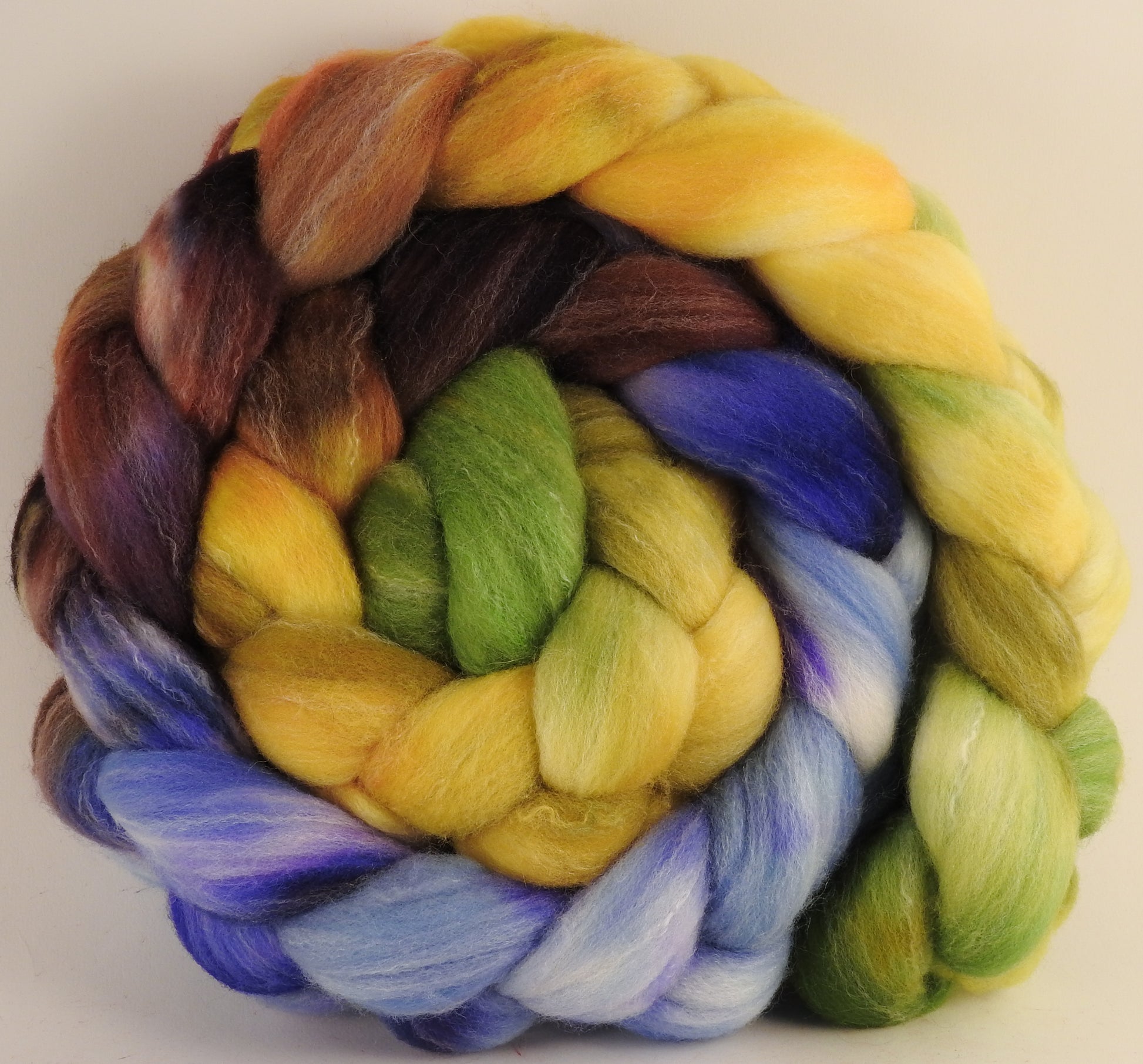 Hand dyed top for spinning - Toulouse - (5.2 oz.) Targhee/silk/ bamboo (80/10/10) - Inglenook Fibers