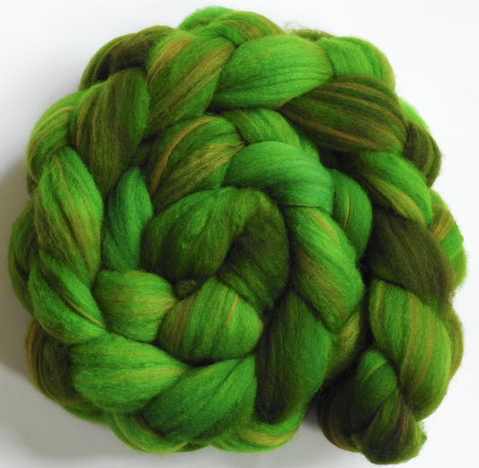 Ribbit (5.6 oz) Batt in a Braid #60- Southdown/ Bfl/ Bio-nylon (50/25/25)