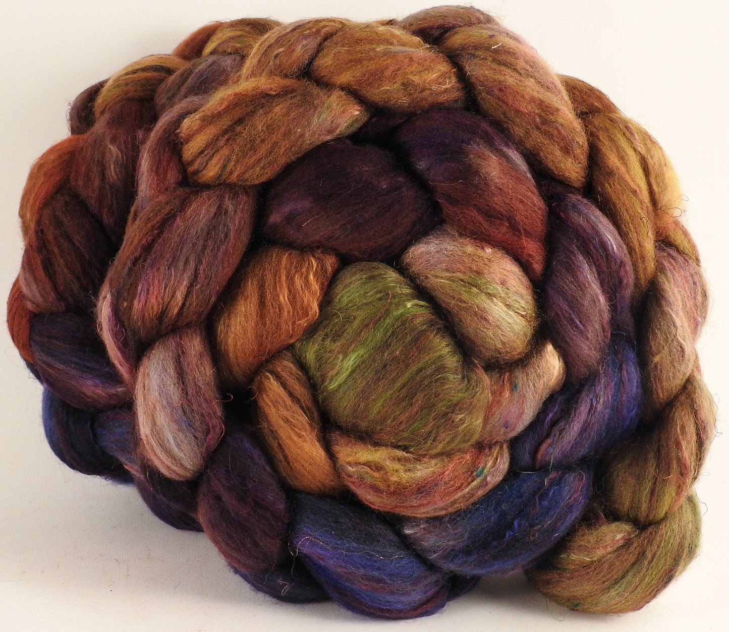 Batt in a Braid #39 - Toulouse - Falkland Merino/ Mulberry Silk / Sari Silk (50/25/25) - Inglenook Fibers