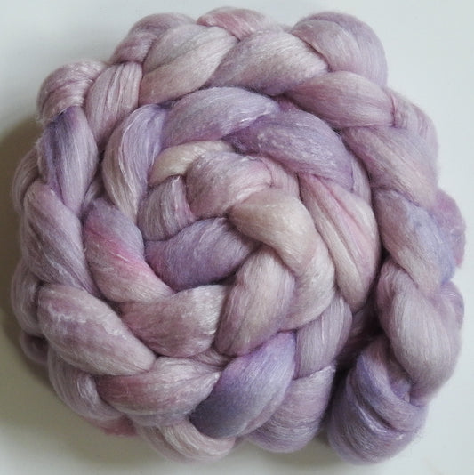 Tea Rose-(5.6 oz) Batt in a Braid #49- Polwarth/Silk/ Tweed (50/25/25)