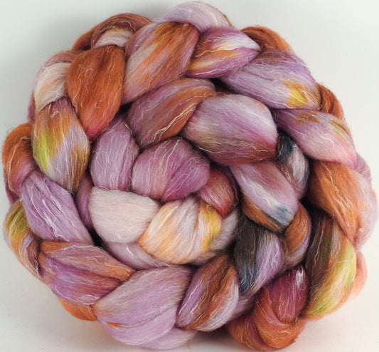 Batt in a Braid #29 -Pink Amethyst (5.2 oz.) - Rambouillet / Tussah / Flax (40/40/20) - Inglenook Fibers