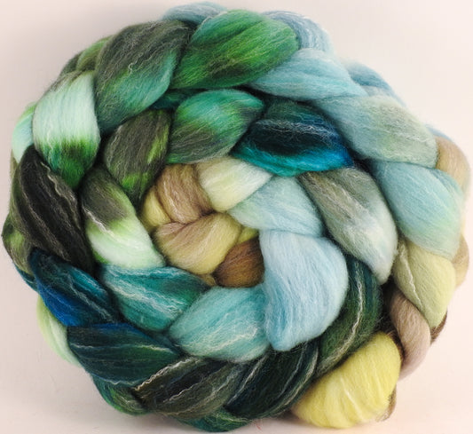Hand dyed top for spinning - Aventurine - (5.3 oz.) Targhee/silk/ bamboo (80/10/10) - Inglenook Fibers
