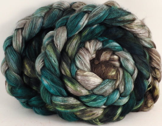 Hand dyed yak/ mulberry silk top - Aventurine (4.2 oz.) - YAK /silk ( 50/50) - Inglenook Fibers