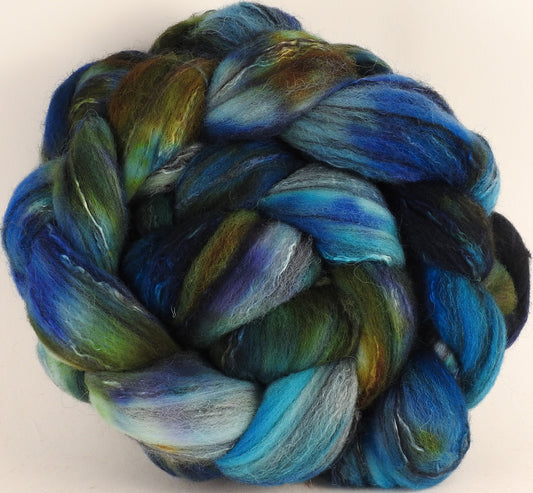 Batt in a Braid #30- Night Sky (5.4 oz.) - Charollais/ Rambouillet / Black tussah /Mulberry silk (40/40/10/10) - Inglenook Fibers