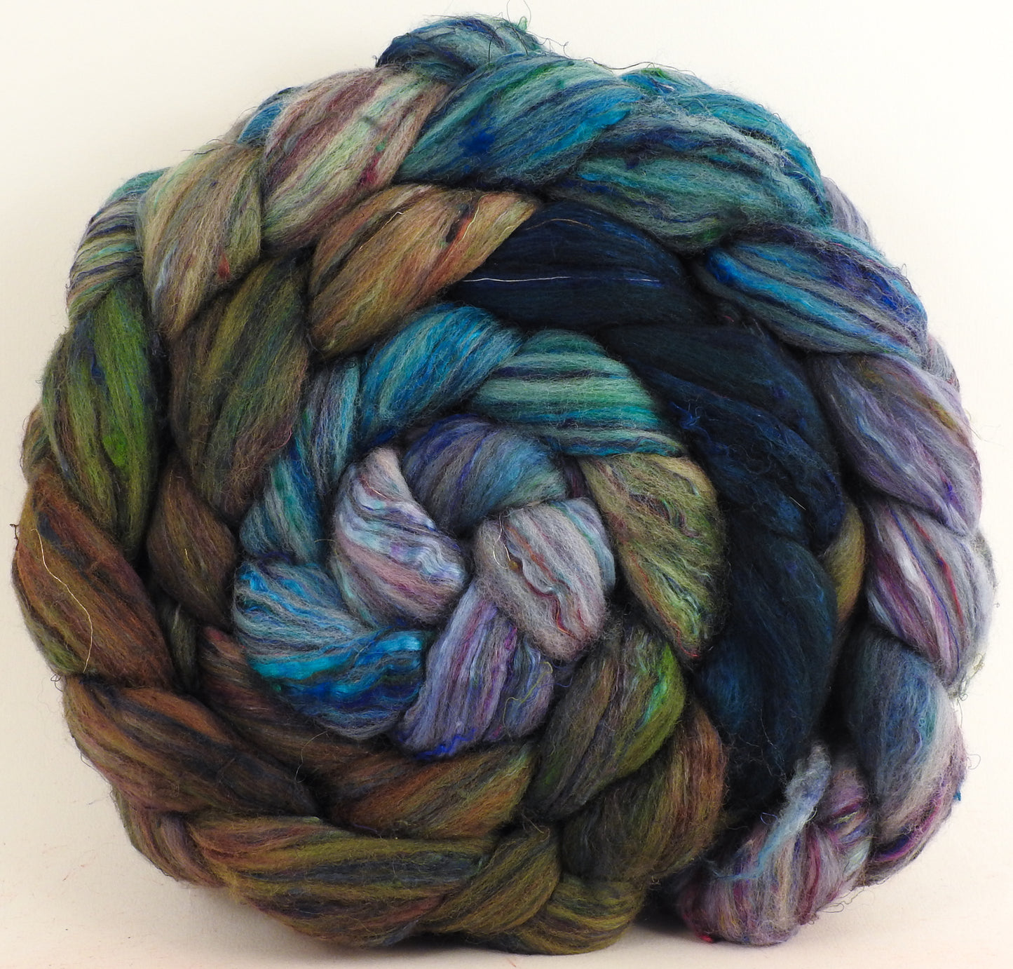 Merpeople (5.1 oz) - Batt in a Braid #39 -Falkland Merino/ Mulberry Silk / Sari Silk (50/25/25)