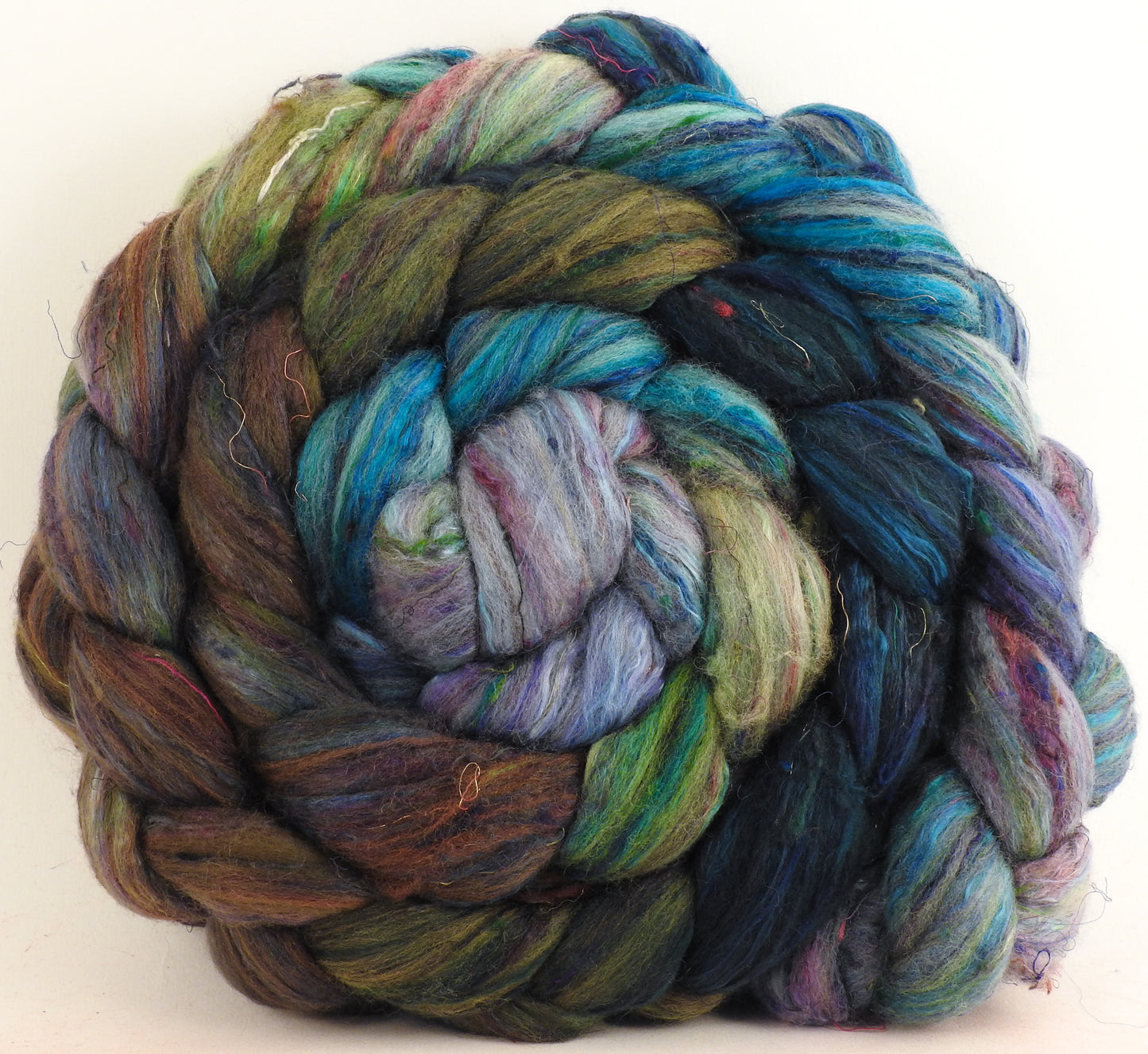 Merpeople (5.1 oz) - Batt in a Braid #39 -Falkland Merino/ Mulberry Silk / Sari Silk (50/25/25)