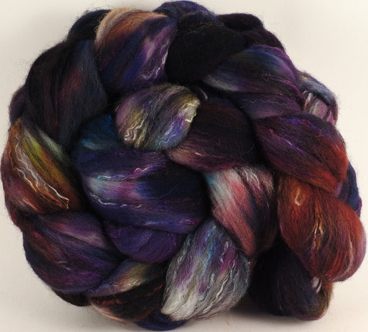 Batt in a Braid #30- Enigma (5.3 oz.) - Charollais/ Rambouillet / Black tussah /Mulberry silk (40/40/10/10) - Inglenook Fibers