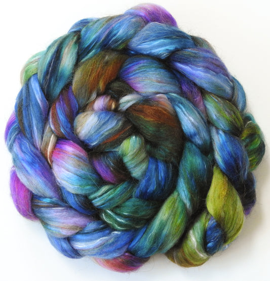 Flight of Fancy (5.6 oz.) -Fusion Series -Batt in a Braid #31- Polwarth/ Mulberry Silk / Baby Alpaca / Rainbow Firestar/ Tencel( 40/25/15/10/10)