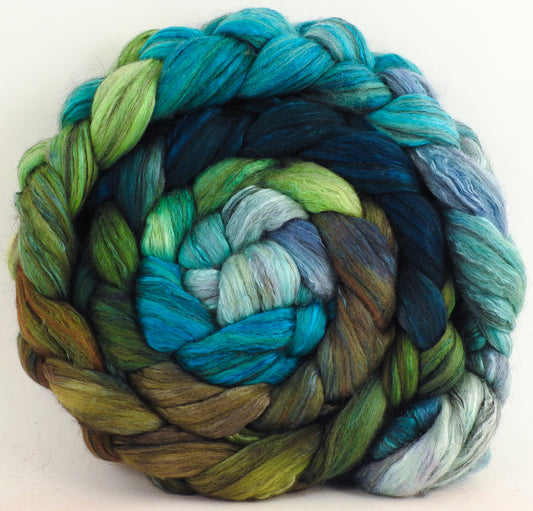Merpeople (5.1 oz) - Batt in a Braid #9 - Superfine Merino/ Mulberry Silk / Black Alpaca (50/40/10)