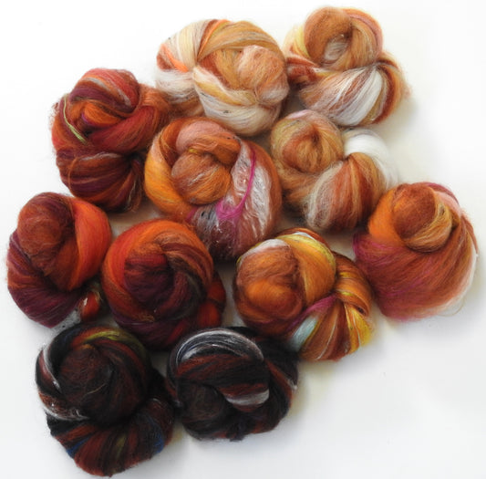 Red Panda- NON-Sparkle Sticklebatts (4.2 oz) -CVM/rambo/finn/cotswold X fleece,  merino & Polwarth top, silk, bamboo, tweed