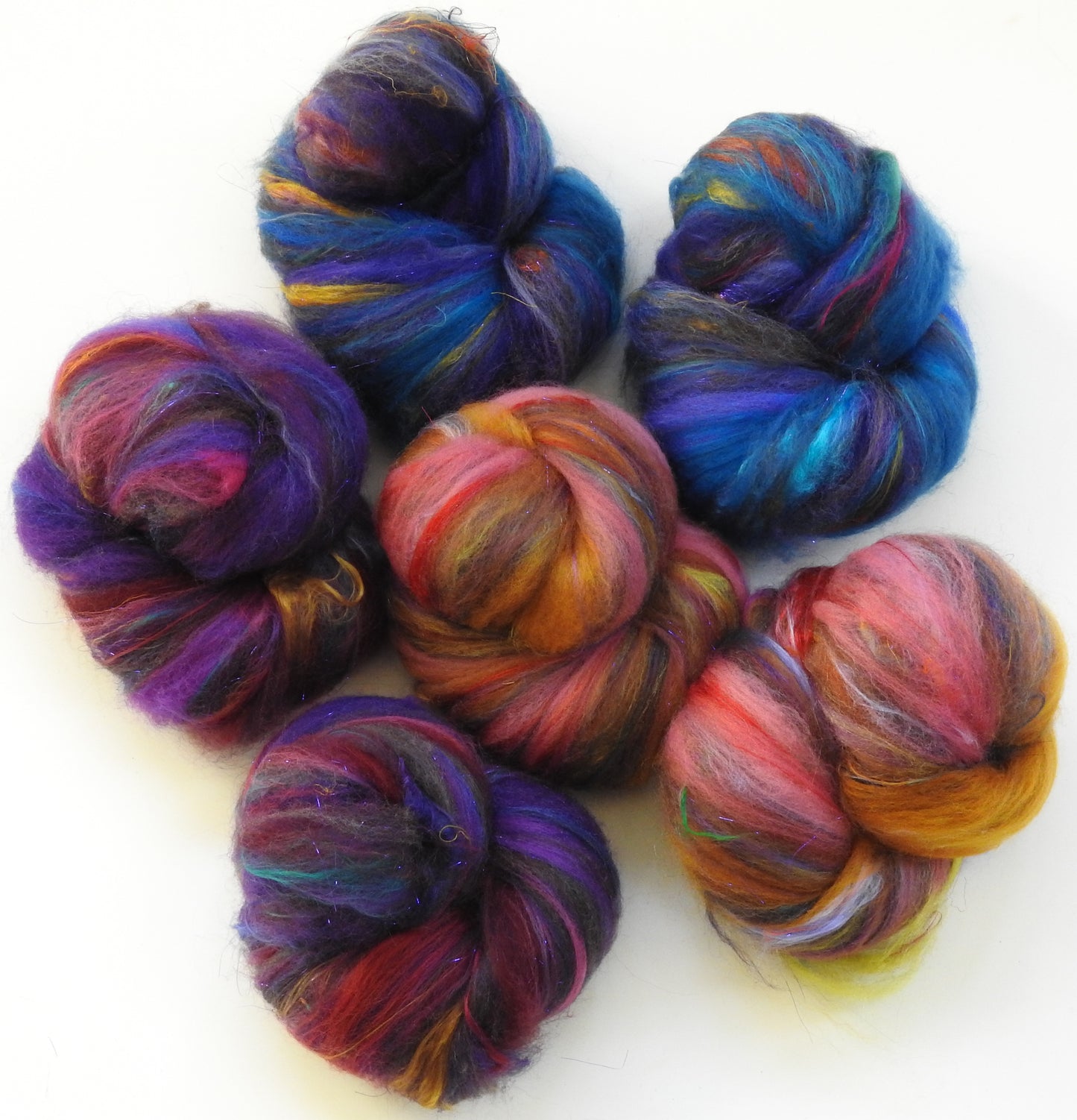 Dreaming in Color-Sparkle Sticklebatts (4.3 oz) -Merino fleece; YAK,  merino& polwarth top, silk, faux cashmere, bamboo, angelina