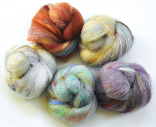 Nostalgia-NON-Sparkle Sticklebatts (4.2 oz) -Merino fleece; CAMEL,  merino& polwarth top, silk, tweed