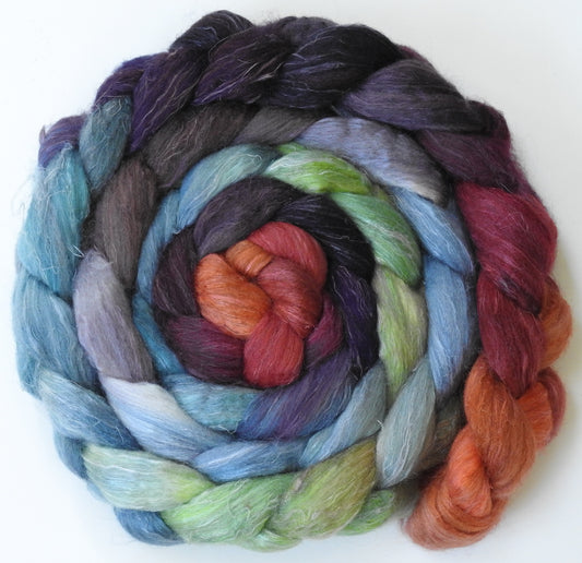 Ruby Throat (6.2 oz)- Batt in a Braid #3 - Polwarth/ Tussah Silk/ Flax (40/40/20)