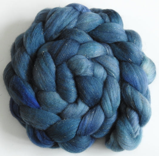 Porpoise(5.6 oz)  Batt in a Braid #58-Superfine Merino/ Tussah silk/ Gold Stellina(65/25/10)