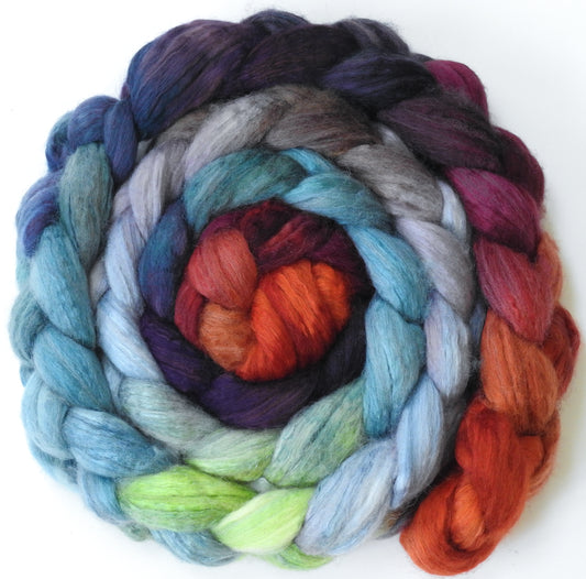 Ruby Throat (5.2 oz)- Batt in a Braid #54- Bleached YAK/Polwarth / Mulberry Silk (40/40/20)