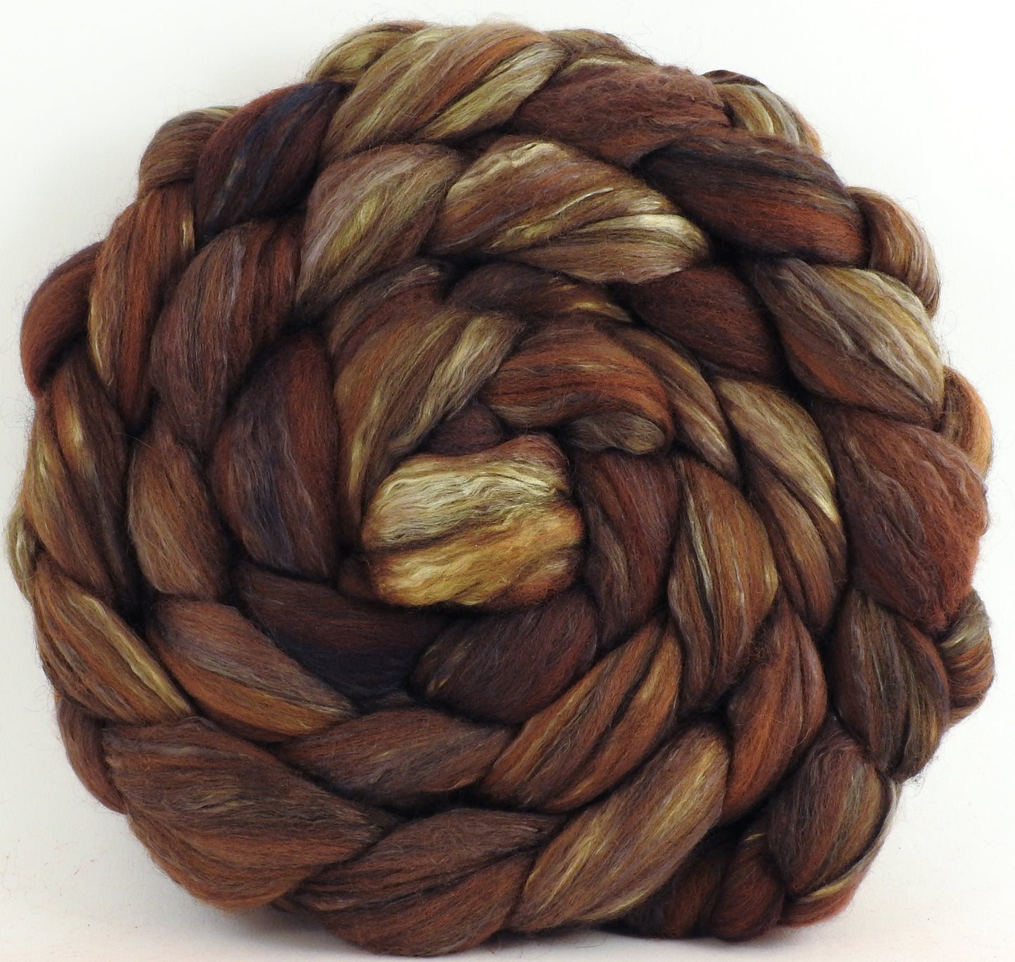 Bronze - Batt in a Braid #9 - Superfine Merino/ Mulberry Silk / Black Alpaca (50/40/10)