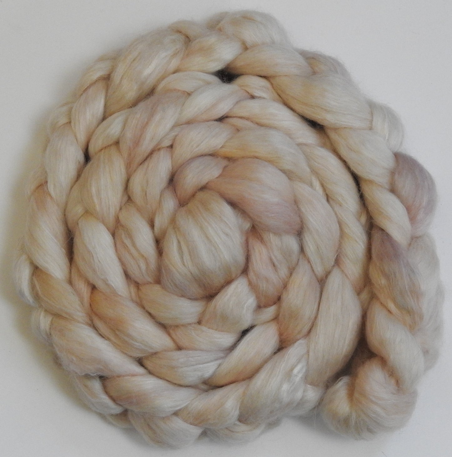 Shortbread (5.2 oz) - Batt in a Braid #52- Wensleydale/ Mulberry silk/ Polwarth (60/25/15)
