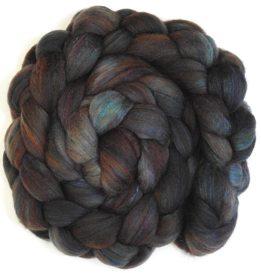 French Roast -(5.7 oz) Batt in a Braid #25-Polwarth/ Silk/ Llama(50/25/25)