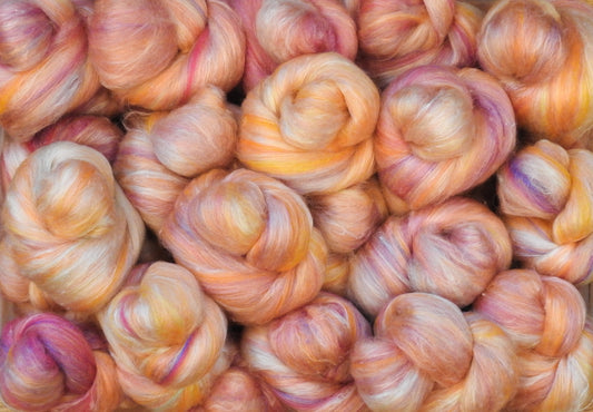 Donut Peaches - Non-Sparkle Sticklebatts - 40% Wensleydale; SILK, merino, polwarth