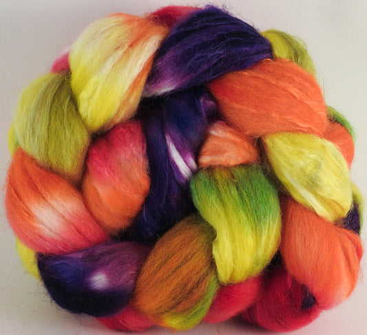 Batt in a Braid #44- Gerbera Daisy - Southdown/Tussah Silk/Kid Mohair (65/25/10) - Inglenook Fibers