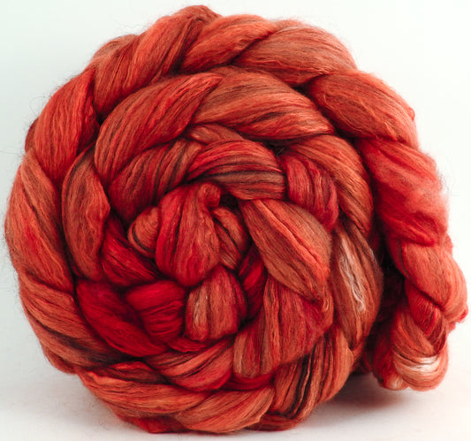 Nasturtium - Batt in a Braid #9 - Superfine Merino/ Mulberry Silk / Black Alpaca (50/40/10)