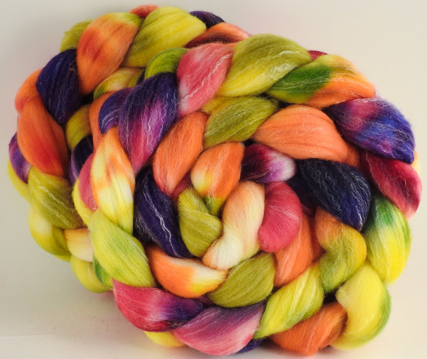 Hand dyed top for spinning - Gerbera Daisy - (5.5 oz.) Targhee/silk/ bamboo (80/10/10) - Inglenook Fibers