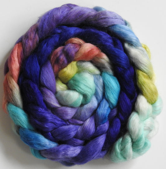 Sea Blooms - Batt in a Braid #52- Wensleydale/ Mulberry silk/ Polwarth (60/25/15)