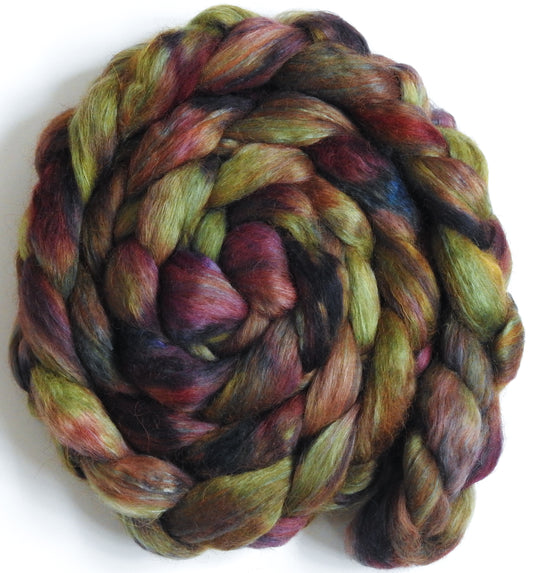Blarney Stone (5.5 oz) - Batt in a Braid #52- Wensleydale/ Mulberry silk/ Polwarth (60/25/15)