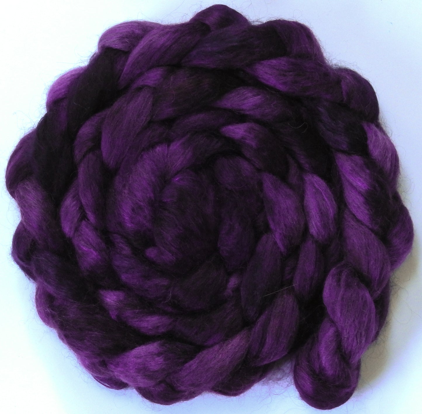 Elderberry (5.8 oz) - Batt in a Braid #52- Wensleydale/ Mulberry silk/ Polwarth (60/25/15)