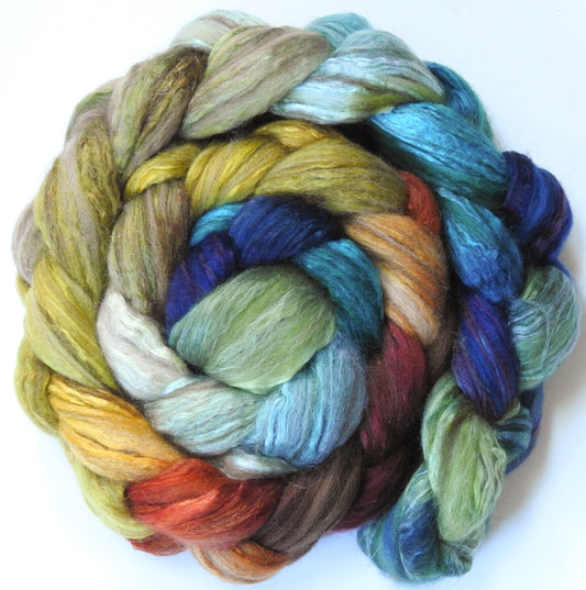 Harvest Moon (5.6 oz) - Batt in a Braid #7 - Polwarth/ Manx / Mulberry silk/ Firestar (30/30/30/10)