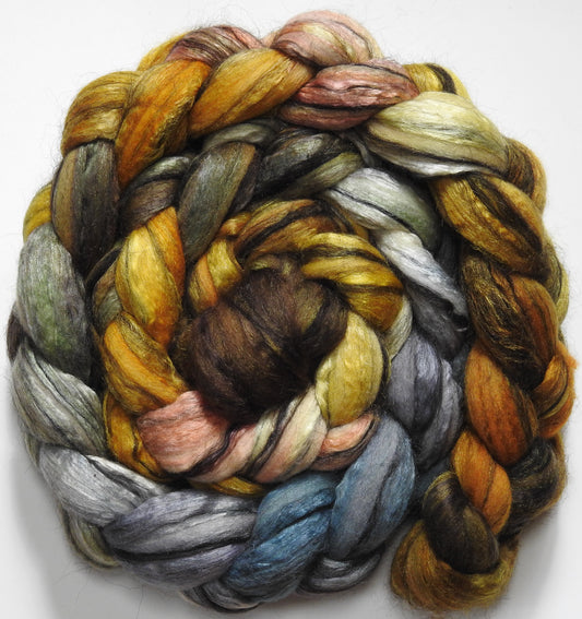 Tarnished (5.5 oz.) - Batt in a Braid #9 - Superfine Merino/ Mulberry Silk / Black Alpaca (50/40/10)