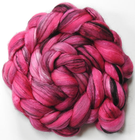 Impatient -Batt in a Braid #9 -(4.3 oz.) Superfine Merino/ Mulberry Silk / Black Alpaca (50/40/10)
