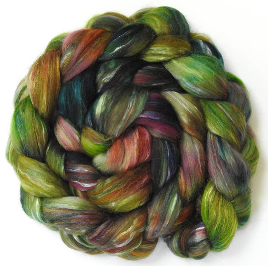 Magic Beans (5.8 oz.) -Fusion Series -Batt in a Braid #31- Polwarth/ Mulberry Silk / Baby Alpaca / Rainbow Firestar/ Tencel( 40/25/15/10/10)