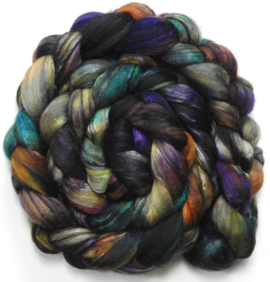 Address Unknown - Batt in a Braid #9 - Superfine Merino/ Mulberry Silk / Black Alpaca (50/40/10)