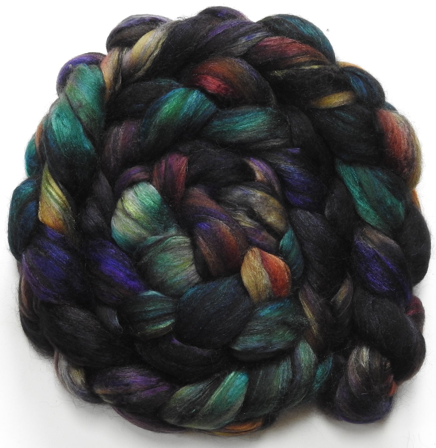 Address Unknown - Batt in a Braid #9 - Superfine Merino/ Mulberry Silk / Black Alpaca (50/40/10)