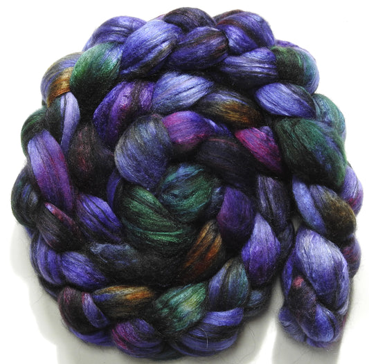 Purple People Eater (5.5 oz.) - Batt in a Braid #9 - Superfine Merino/ Mulberry Silk / Black Alpaca (50/40/10)