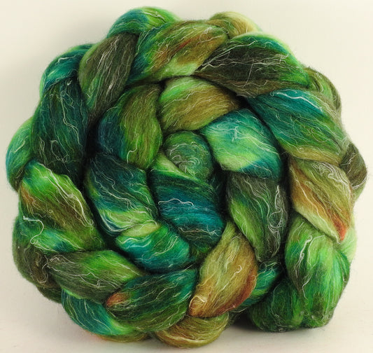 Batt in a Braid #29 - Relish (5.1 oz.) Rambouillet / Tussah / Flax (40/40/20) - Inglenook Fibers